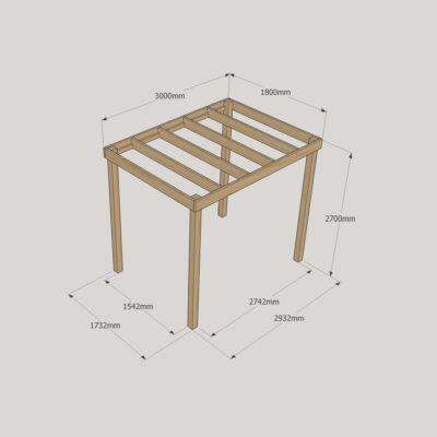 Box Pergola - 1800mm x 3000mm - 4 Post