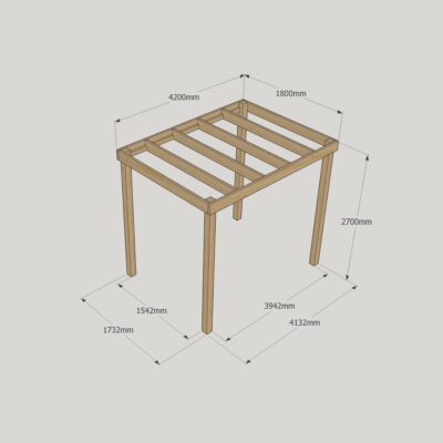 Box Pergola - 1800mm x 4200mm - 4 Post