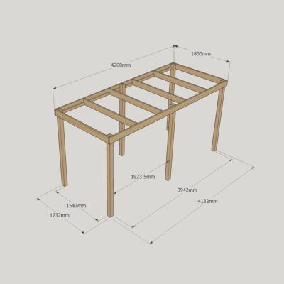 Box Pergola - 1800mm x 4200mm - 6 Post