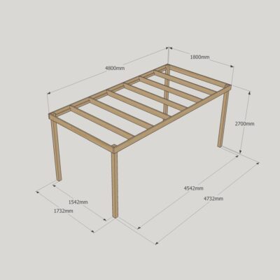 Box Pergola - 1800mm x 4800mm - 4 Post