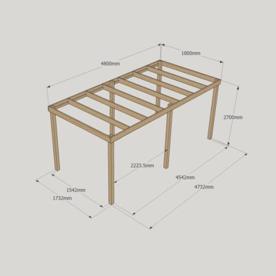 Box Pergola - 1800mm x 4800mm - 6 Post