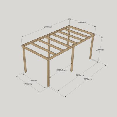 Box Pergola - 1800mm x 5400mm - 6 Post