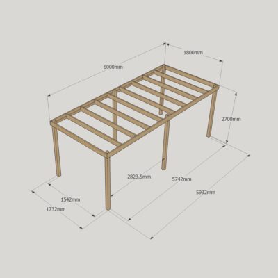 Box Pergola - 1800mm x 6000mm - 6 Post