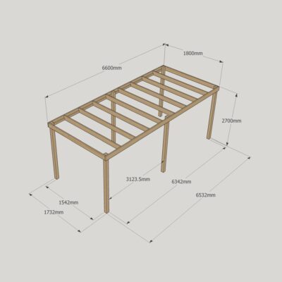 Box Pergola - 1800mm x 6600mm - 6 Post