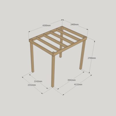 Box Pergola - 2400mm x 4200mm - 4 Post