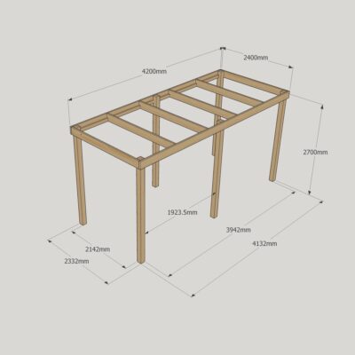 Box Pergola - 2400mm x 4200mm - 6 Post