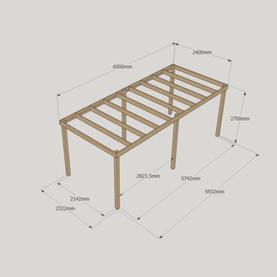 Box Pergola - 2400mm x 6000mm - 6 Post