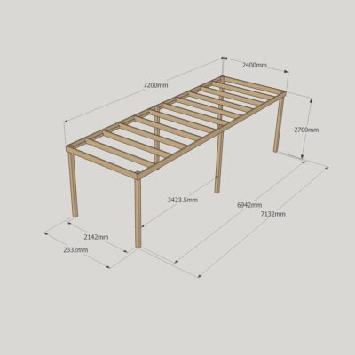 Box Pergola - 2400mm x 7200mm - 6 Post