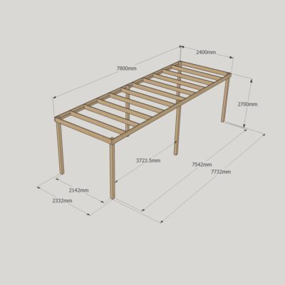 Box Pergola - 2400mm x 7800mm - 6 Post