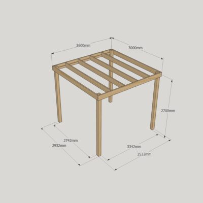 Box Pergola - 3000mm x 3600mm - 4 Post