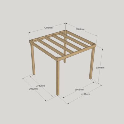 Box Pergola - 3000mm x 4200mm - 4 Post