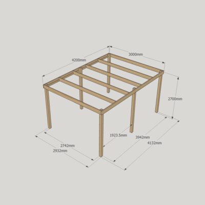 Box Pergola - 3000mm x 4200mm - 6 Post