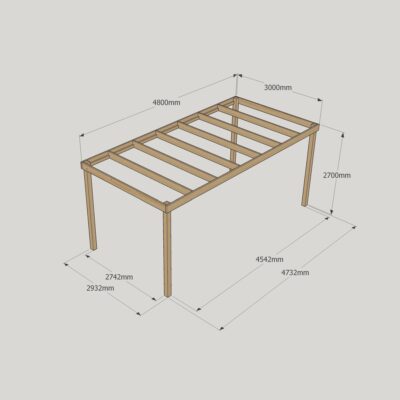 Box Pergola - 3000mm x 4800mm - 4 Post