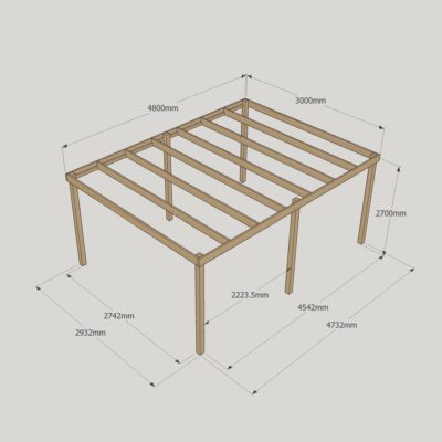 Box Pergola - 3000mm x 4800mm - 6 Post