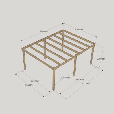 Box Pergola - 3000mm x 5400mm - 6 Post