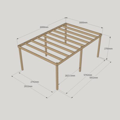 Box Pergola - 3000mm x 6000mm - 6 Post