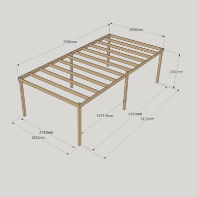 Box Pergola - 3000mm x 7200mm - 6 Post