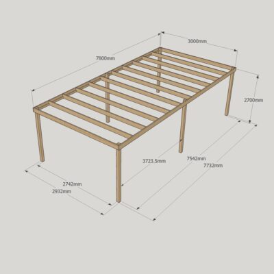 Box Pergola - 3000mm x 7800mm - 6 Post