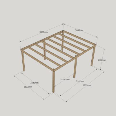 Box Pergola - 3600mm x 5400mm - 6 Post