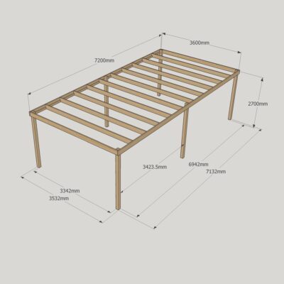 Box Pergola - 3600mm x 7200mm - 6 Post