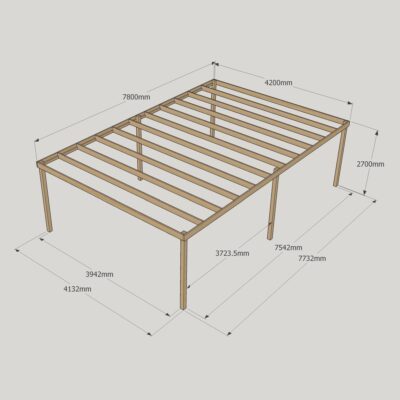 Box Pergola - 4200mm x 7800mm - 6 Post