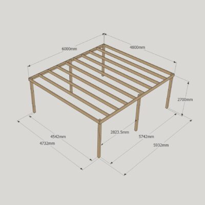 Box Pergola - 4800mm x 6000m - 6 Post