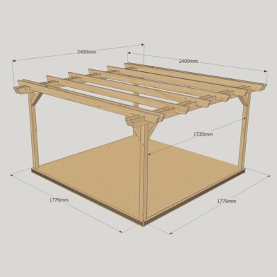 Double Garden Pergola with Decking Kit - 2400mm x 2400mm