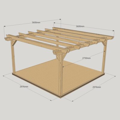 Double Garden Pergola with Decking Kit - 3600mm x 3600mm