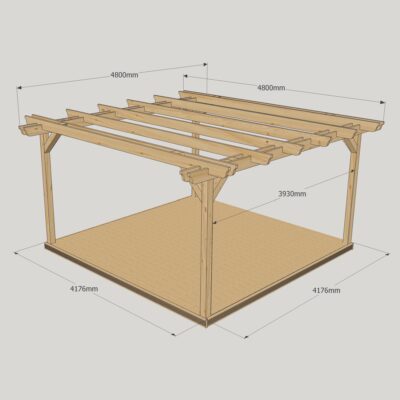 Double Garden Pergola with Decking Kit - 4800mm x 4800mm