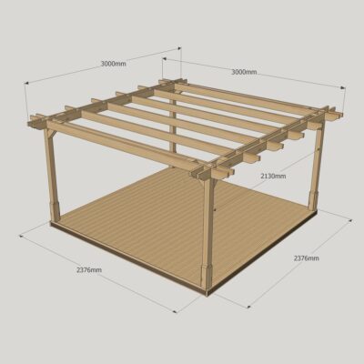 Double Premium Pergola with Decking Kit 3000mm x 3000mm