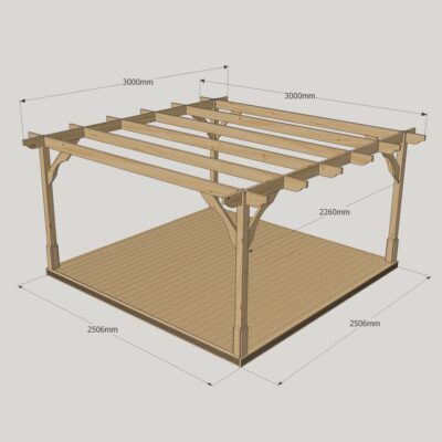 Premium Pergola with Decking Kit 3000mmm x 3000mm