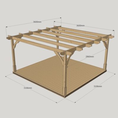 Premium Pergola with Decking Kit 3600mmm x 3600mm