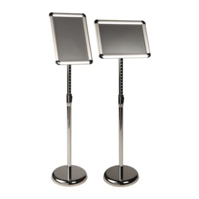 R237 - Floor Standing Snap Frame - A3 Size - Silver with Chrome Stand