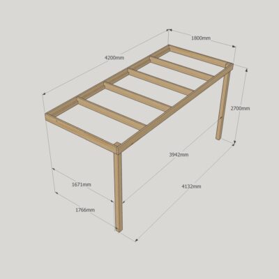 Wall Mounted Box Pergola - 1800mm x 4200mm - 2 Post