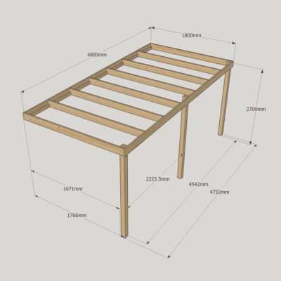 Wall Mounted Box Pergola - 1800mm x 4800mm - 3 Post