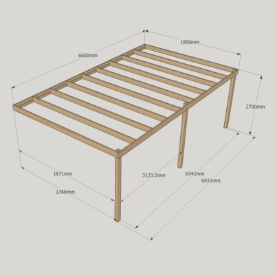 Wall Mounted Box Pergola - 1800mm x 6600mm - 3 Post