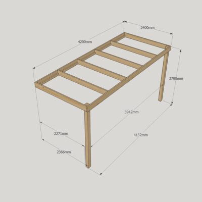 Wall Mounted Box Pergola - 2400mm x 4200mm - 2 Post