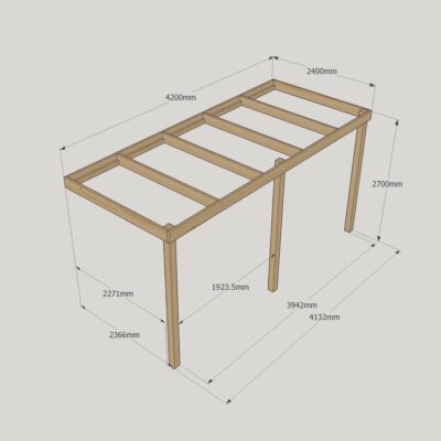 Wall Mounted Box Pergola - 2400mm x 4200mm - 3 Post