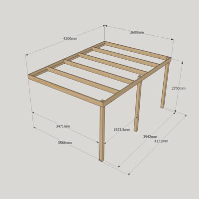 Wall Mounted Box Pergola - 3600mm x 4200mm - 3 Post