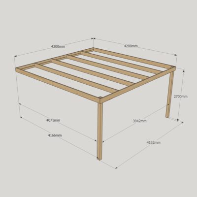 Wall Mounted Box Pergola - 4200mm x 4200mm - 2 Post