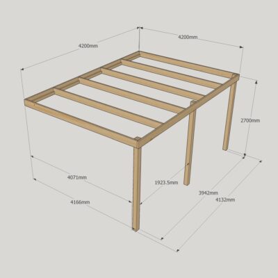 Wall Mounted Box Pergola - 4200mm x 4200mm - 3 Post