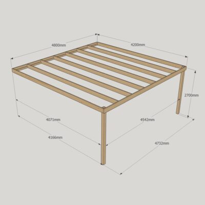 Wall Mounted Box Pergola - 4200mm x 4800mm - 2 Post