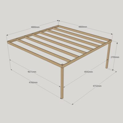 Wall Mounted Box Pergola - 4800mm x 4800mm - 2 Post