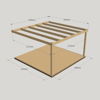 Wall Mounted Box Pergola with Decking Kit 2400mm x 2400mm