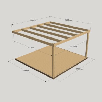 Wall Mounted Box Pergola with Decking Kit 3600mm x 3600mm