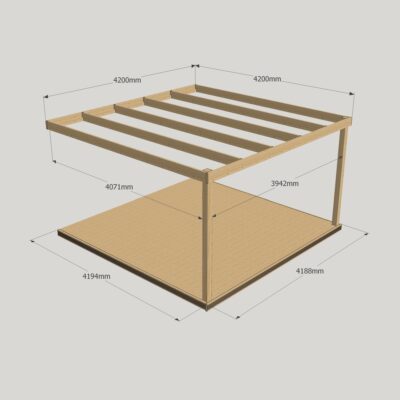 Wall Mounted Box Pergola with Decking Kit 4200mm x 4200mm