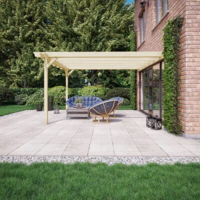 Wall Mounted Double Garden Pergola - Light Green - Side View