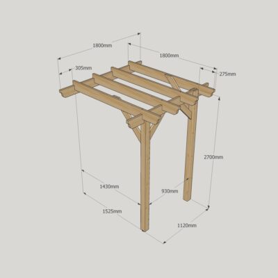 Wall Mounted Garden Pergola - 1800mm x 1800mm - 2 Post