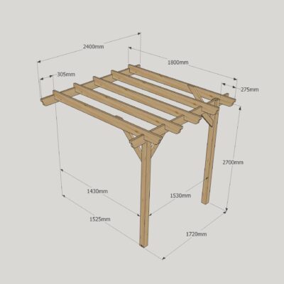 Wall Mounted Garden Pergola - 1800mm x 2400mm - 2 Post