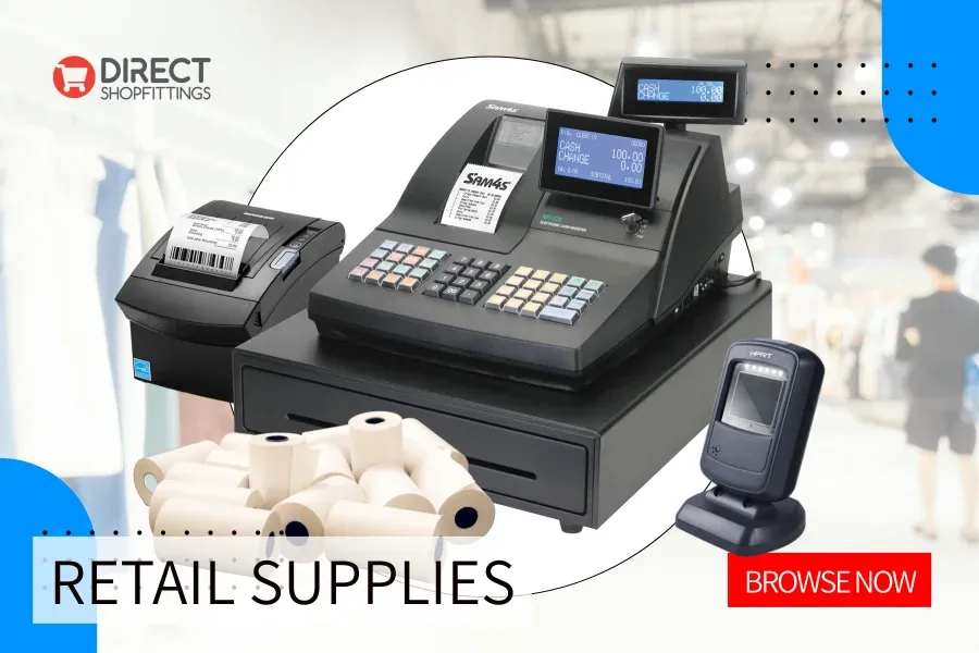 From Till Rolls and Cash Registers to Shopping Baskets and Electronic Scales - DirectShopfittings have all your retail equipment and supplied covered.